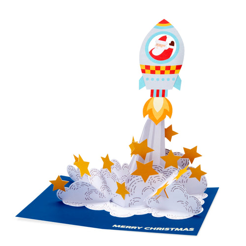 Pop-Up Holiday Card - Santa's Rocket - Set of 8