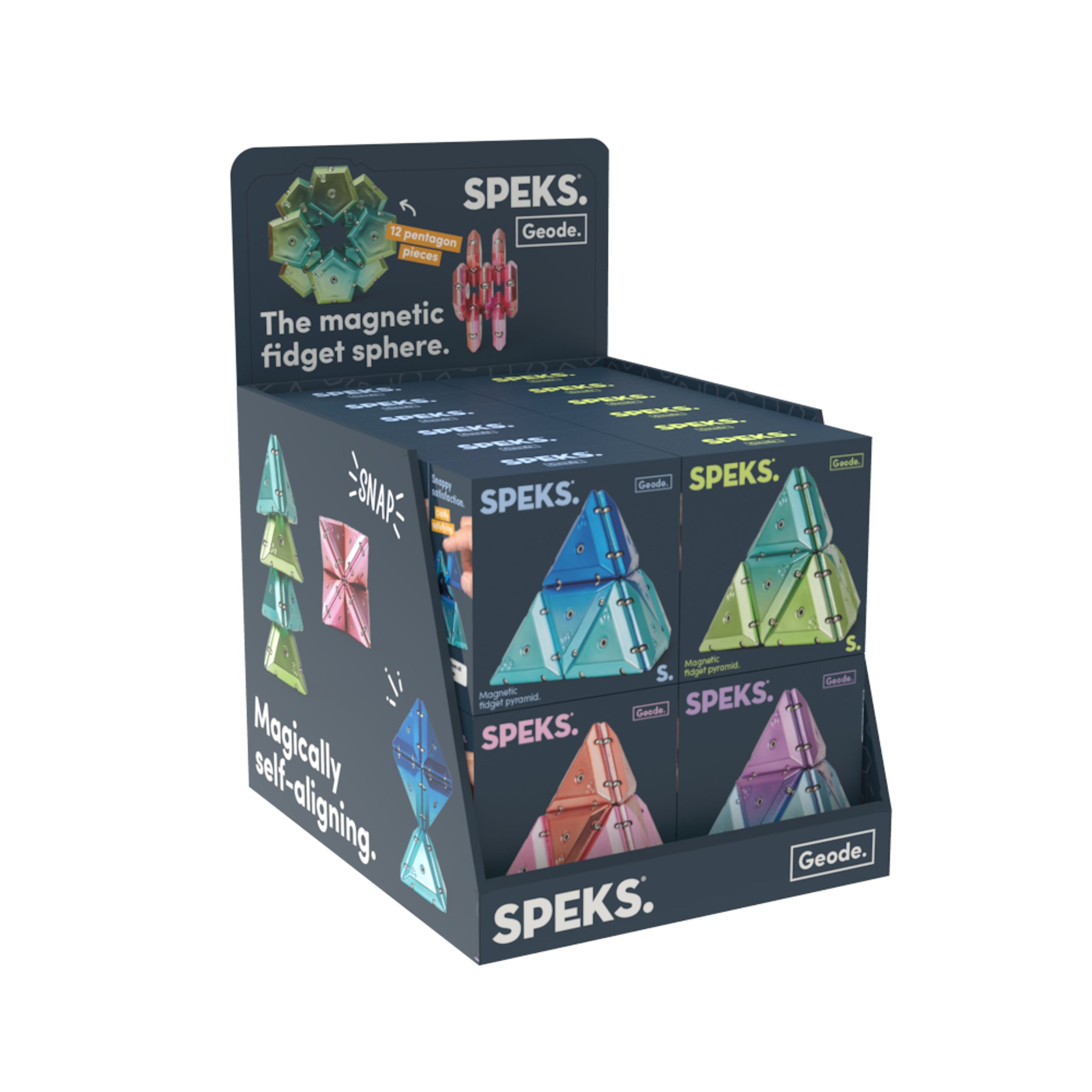 Geode Pyramid - Magnetic Fidget Sphere -Chrome Assorted Pack