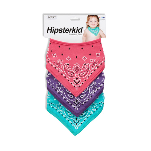 Bandanna Bibs - Set of 3 - Purple-Pink-Mint