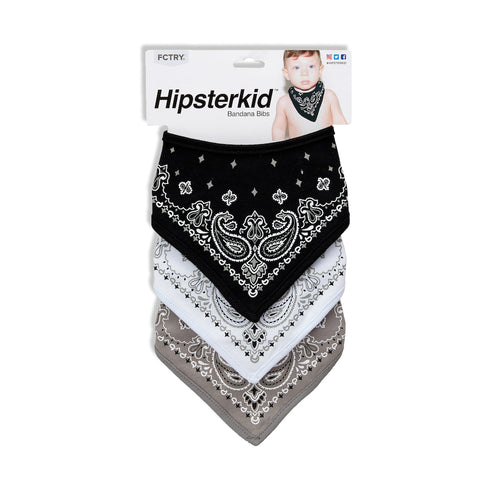 Bandanna Bibs - Set of 3 - Black-Grey-White