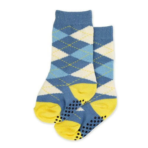 Knee-High Baby Socks - Argyle Blue