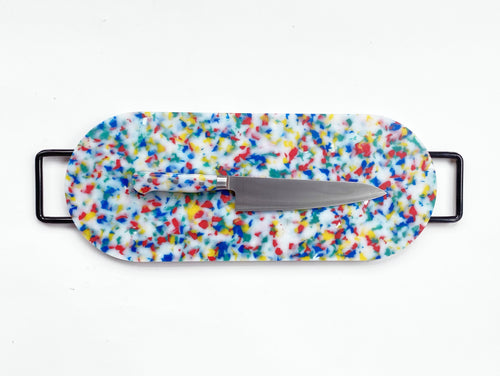 F&M - Oval Cheese Board with 2 Handles - Multi Confetti