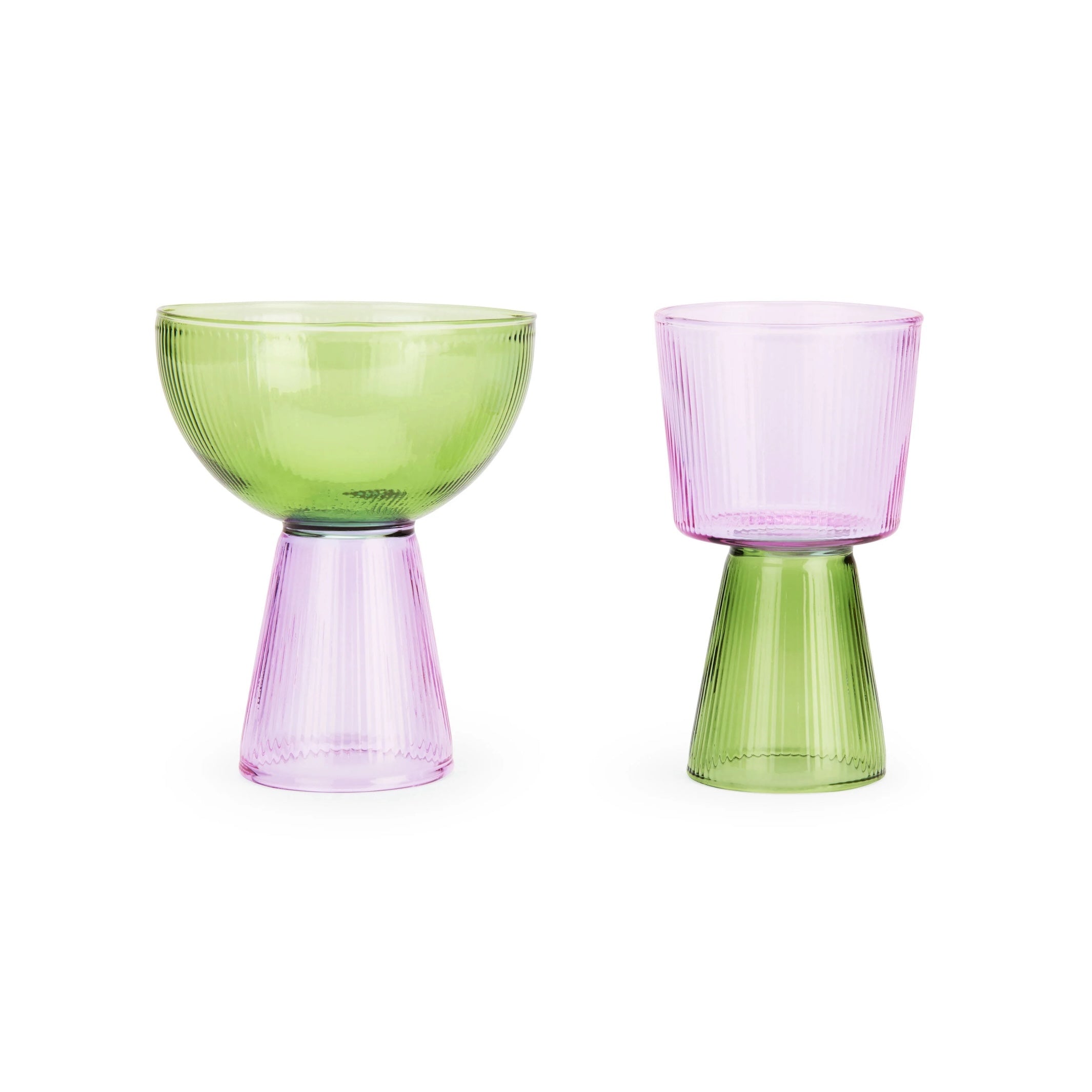 Yinka Ilori Oorun Didun Glass Cups - Set of 2 - Green/Purple