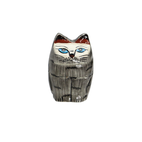 Papier Mache Standing Cat - Grey