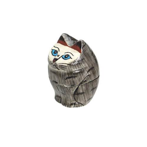 Papier Mache Standing Cat - Grey