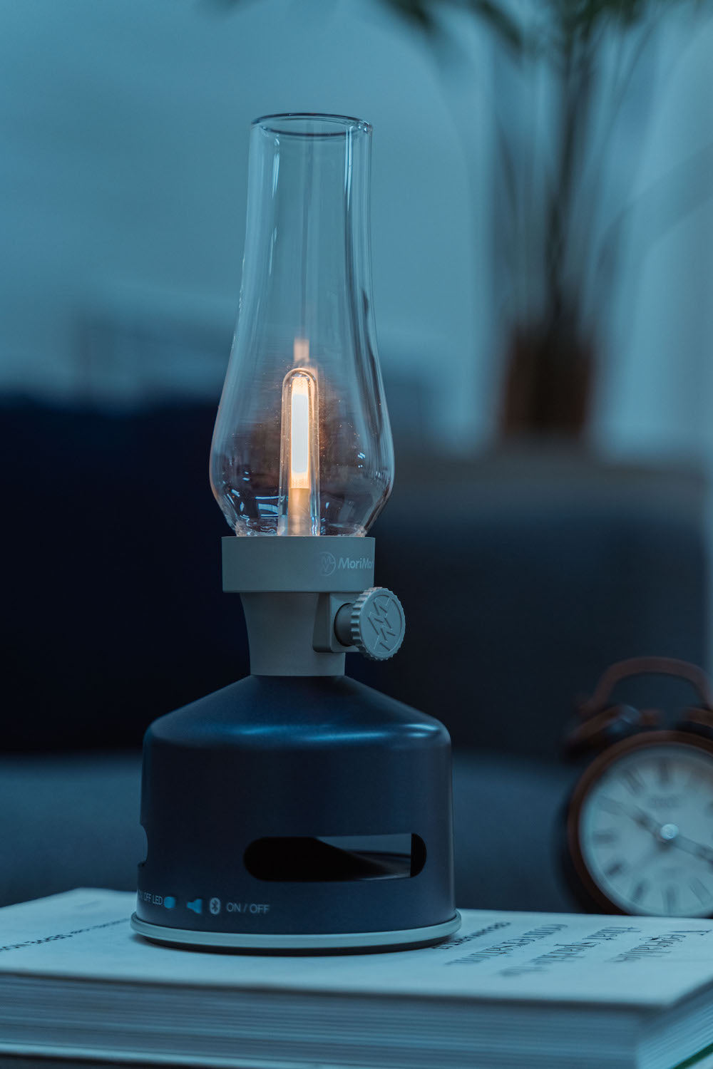 LED Lantern with Bluetooth Speaker - Moonlit Ocean - Blue