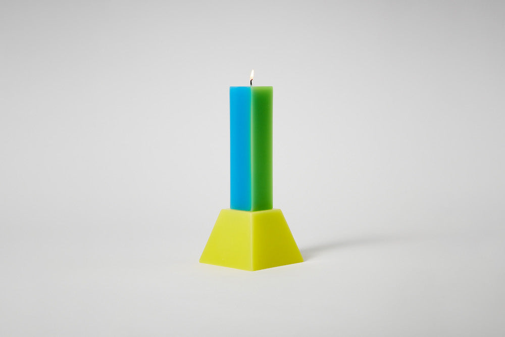 Pillar Candle - Happiness 1 - Blue/Green