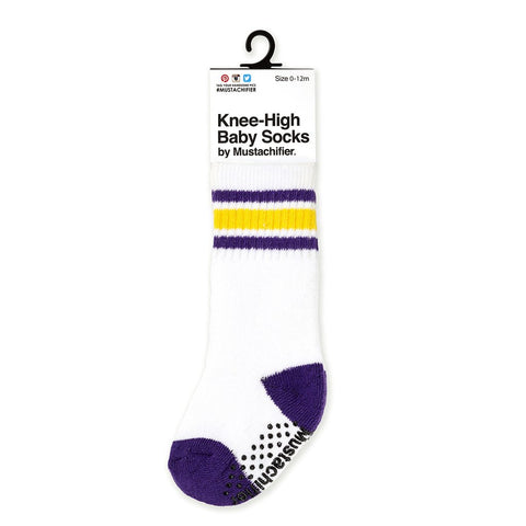 Knee-High Baby Socks - Argyle Brown